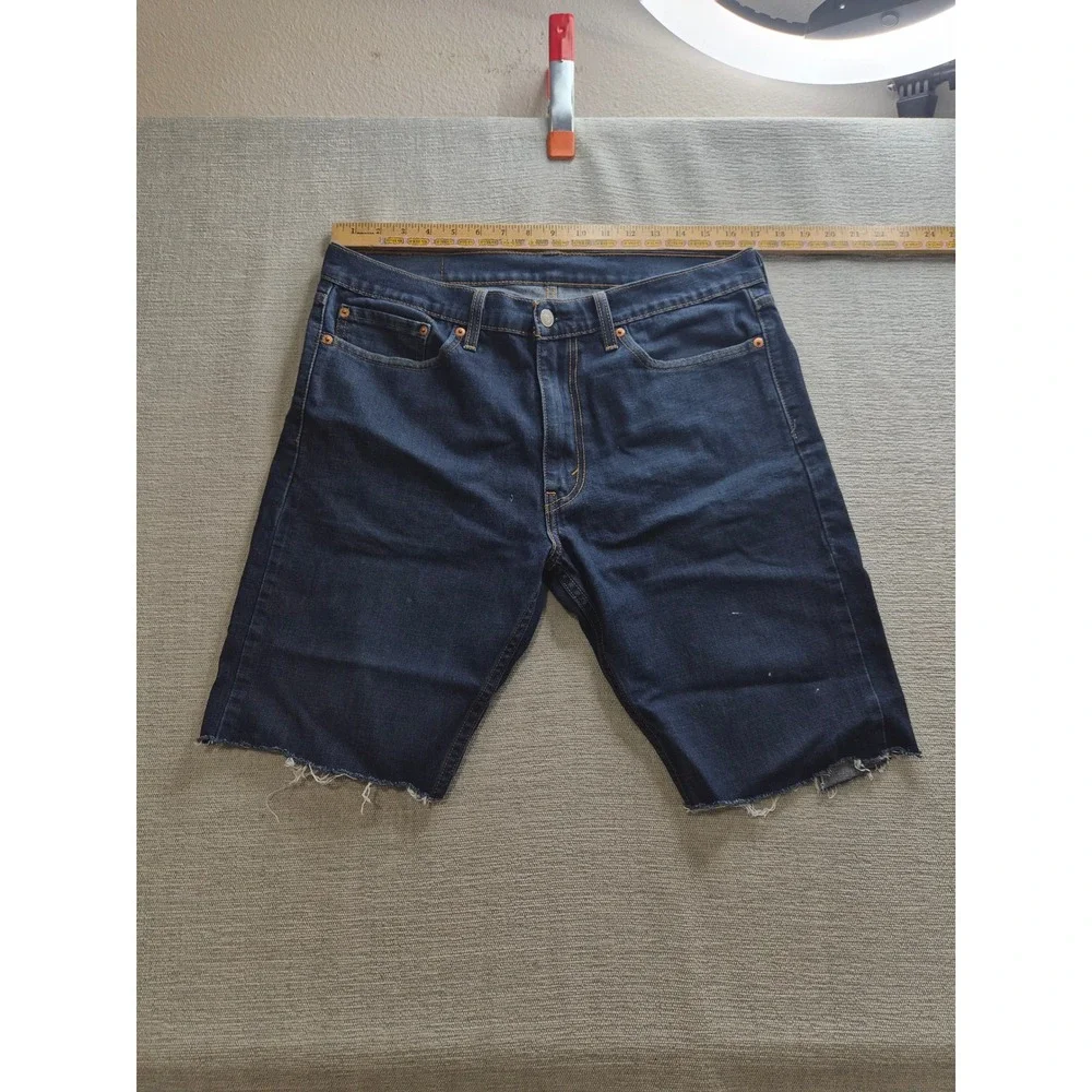 Levi's 559 Relaxed Straight Shorts Mens 38x30 Blue Denim Frayed Hem Dark Wash